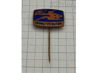 OKMS OLD TAN BADGE ENAMEL BLUE