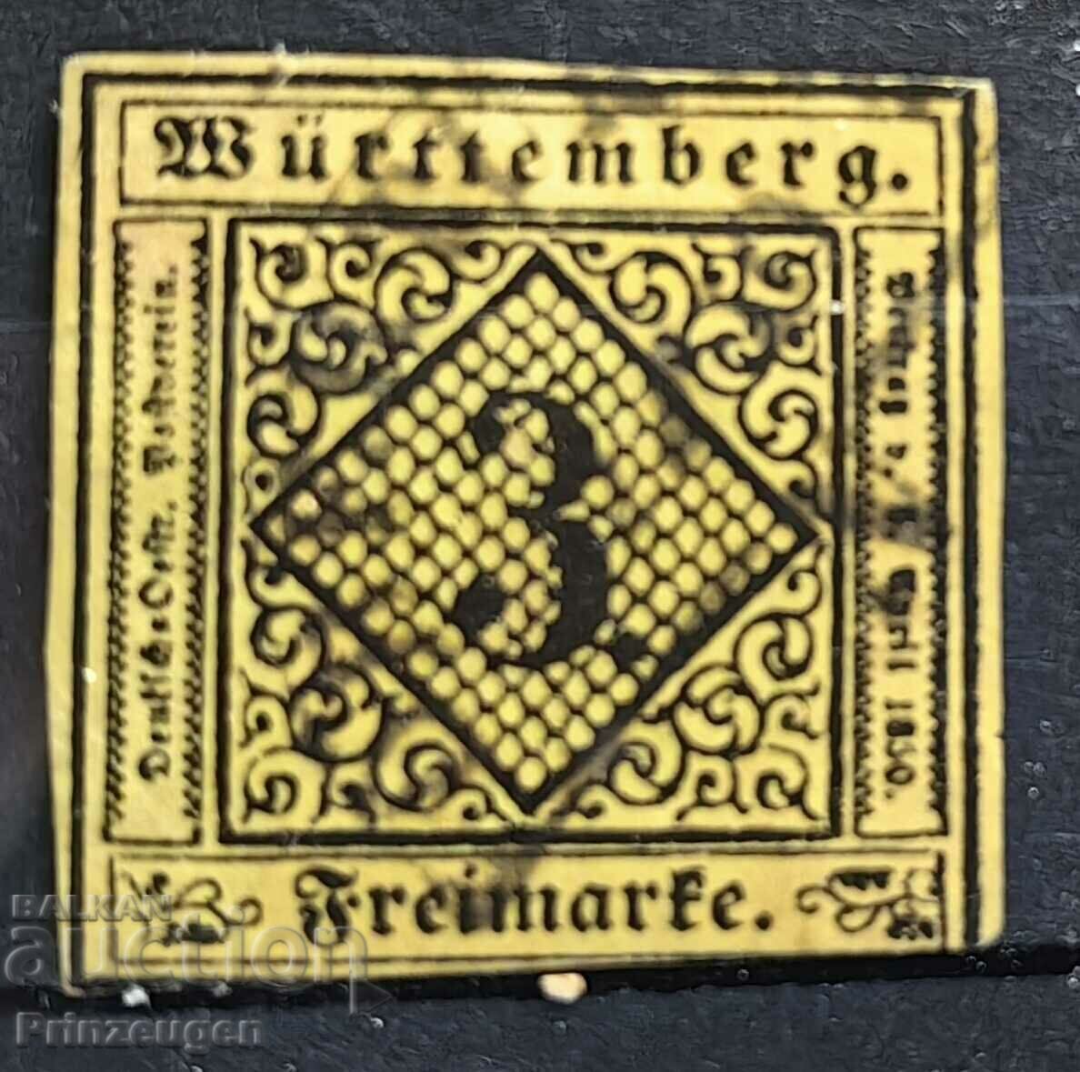 Παλαιά Γερμανία - Βυρτεμβέργη - 1851 - Michel No:2