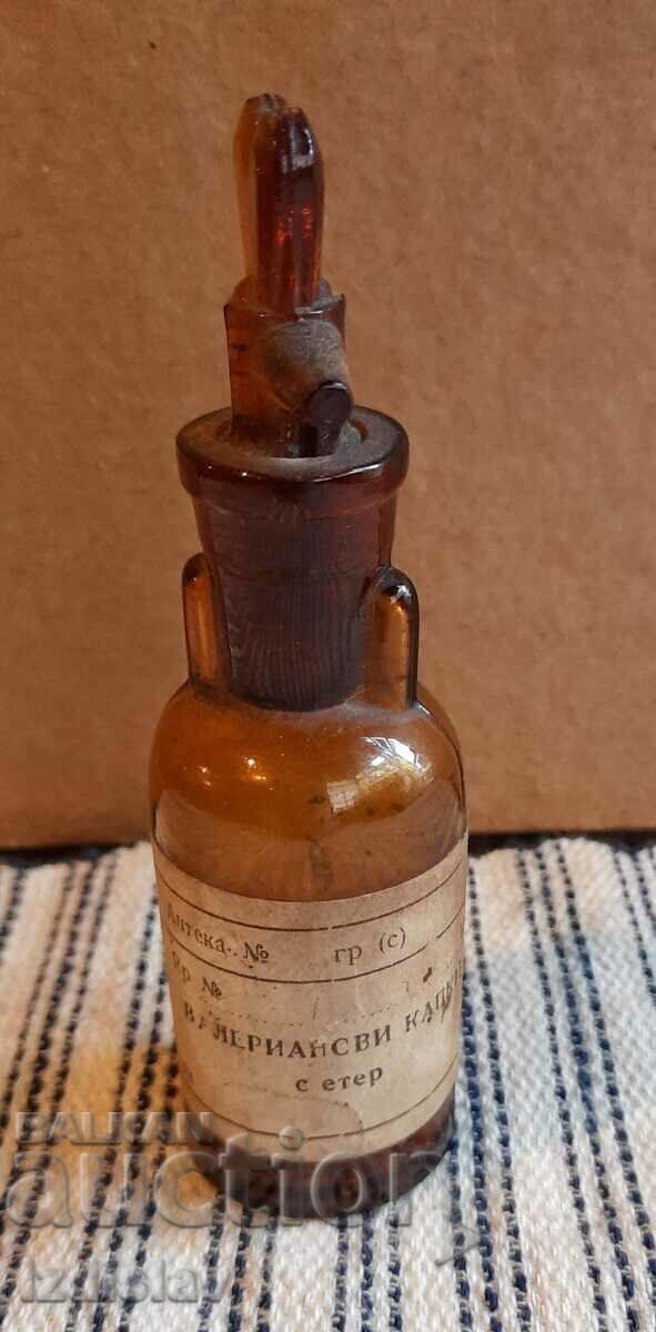 Old apothecary bottle of valerian drops with price € 16.00 | 31.29 BGN