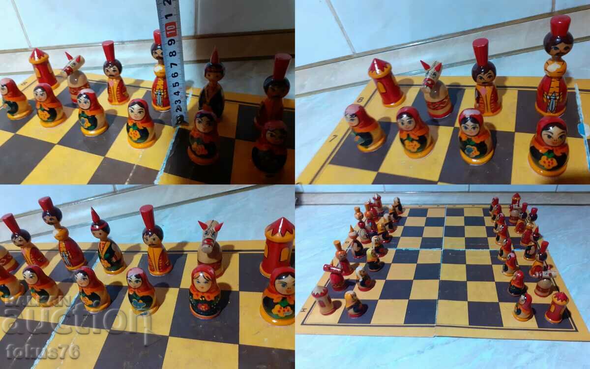 Russian wooden chess with handmade matryoshka pieces - 7 Russian wooden chess with handmade matryoshka pieces - 7