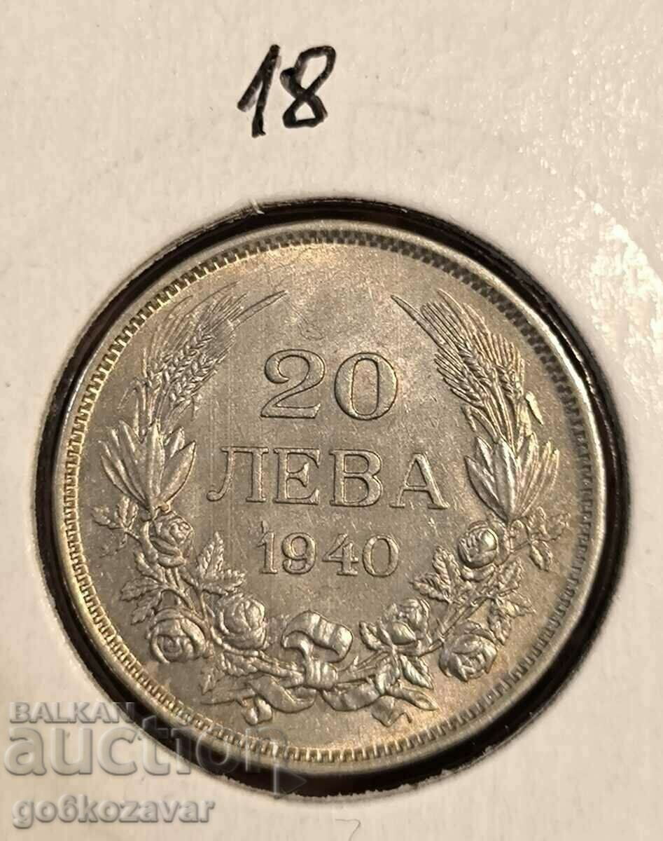 Bulgaria 20 BGN 1940 Moneda de top!