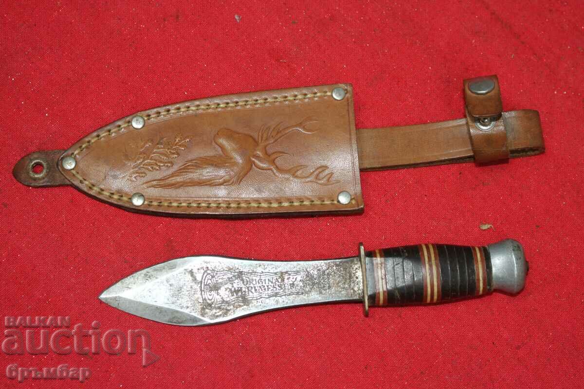 Throwing knife HUGO KOLLER SOLINGEN with leather handle.