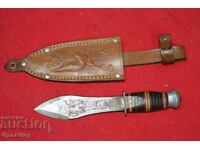 Throwing knife HUGO KOLLER SOLINGEN with leather handle.