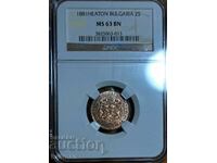 монета 2 стотинки 1881 г. NGC  MS 63 BN