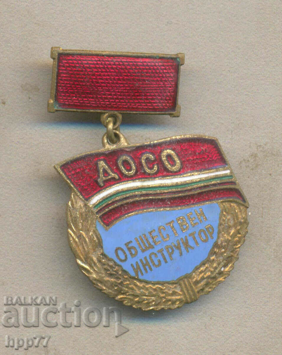 Rare award badge Public Instructor DOSO enamel