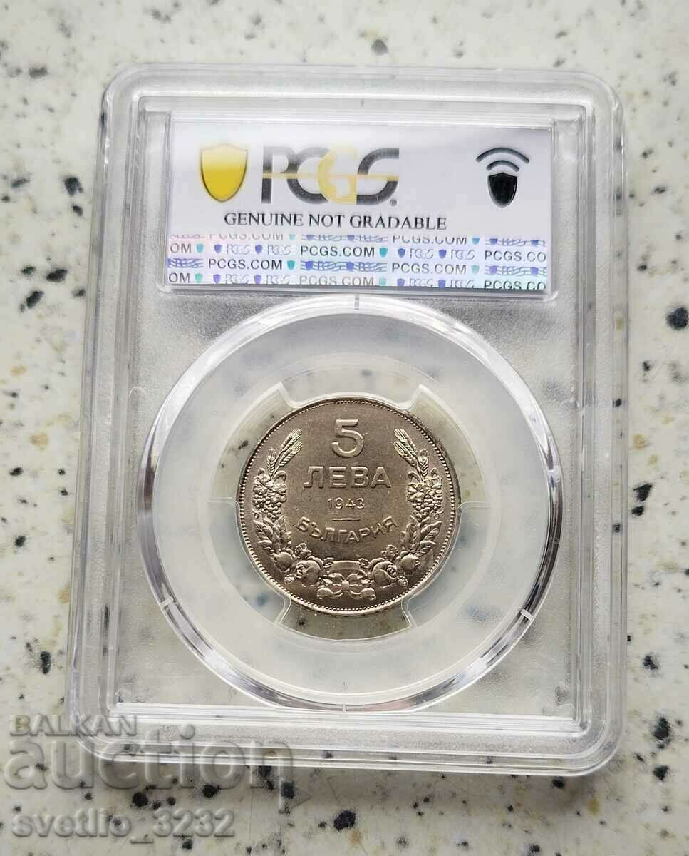 5 BGN 1943 UNC PCGS with price 129.00 BGN | € 65.96 5 BGN 1943 UNC PCGS with price 129.00 BGN | € 65.96