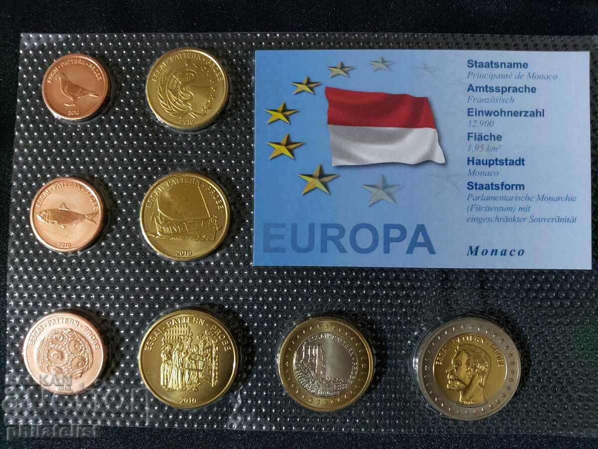Пробен Евро сет - Монако 2010 , 8 монети