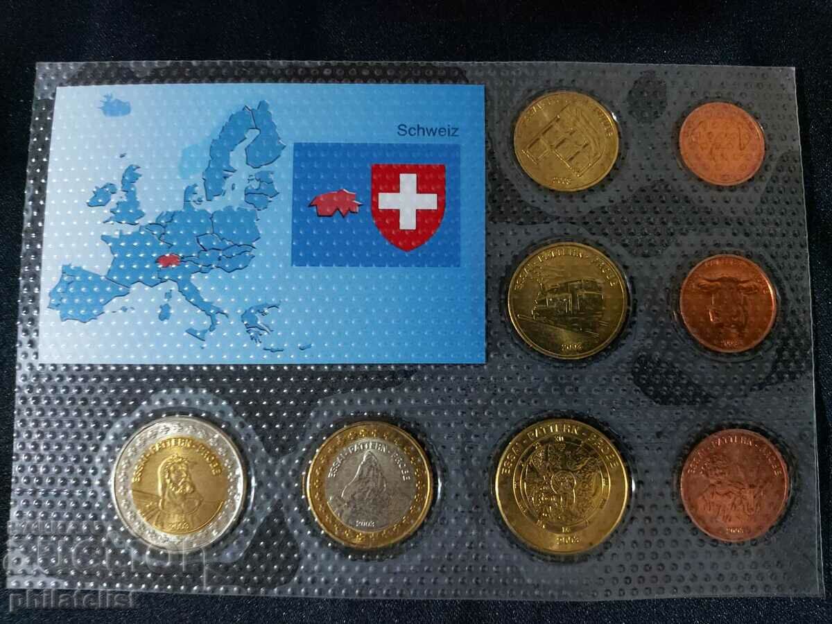 Δοκιμαστικό σετ ευρώ - Ελβετία 2003, 8 νομίσματα με τιμή 22.00 BGN | € 11.25 Δοκιμαστικό σετ ευρώ - Ελβετία 2003, 8 νομίσματα με τιμή 22.00 BGN | € 11.25