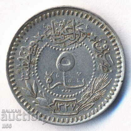 Turcia - Imperiul Otoman - 5 monede AN 1327/3 (1909)