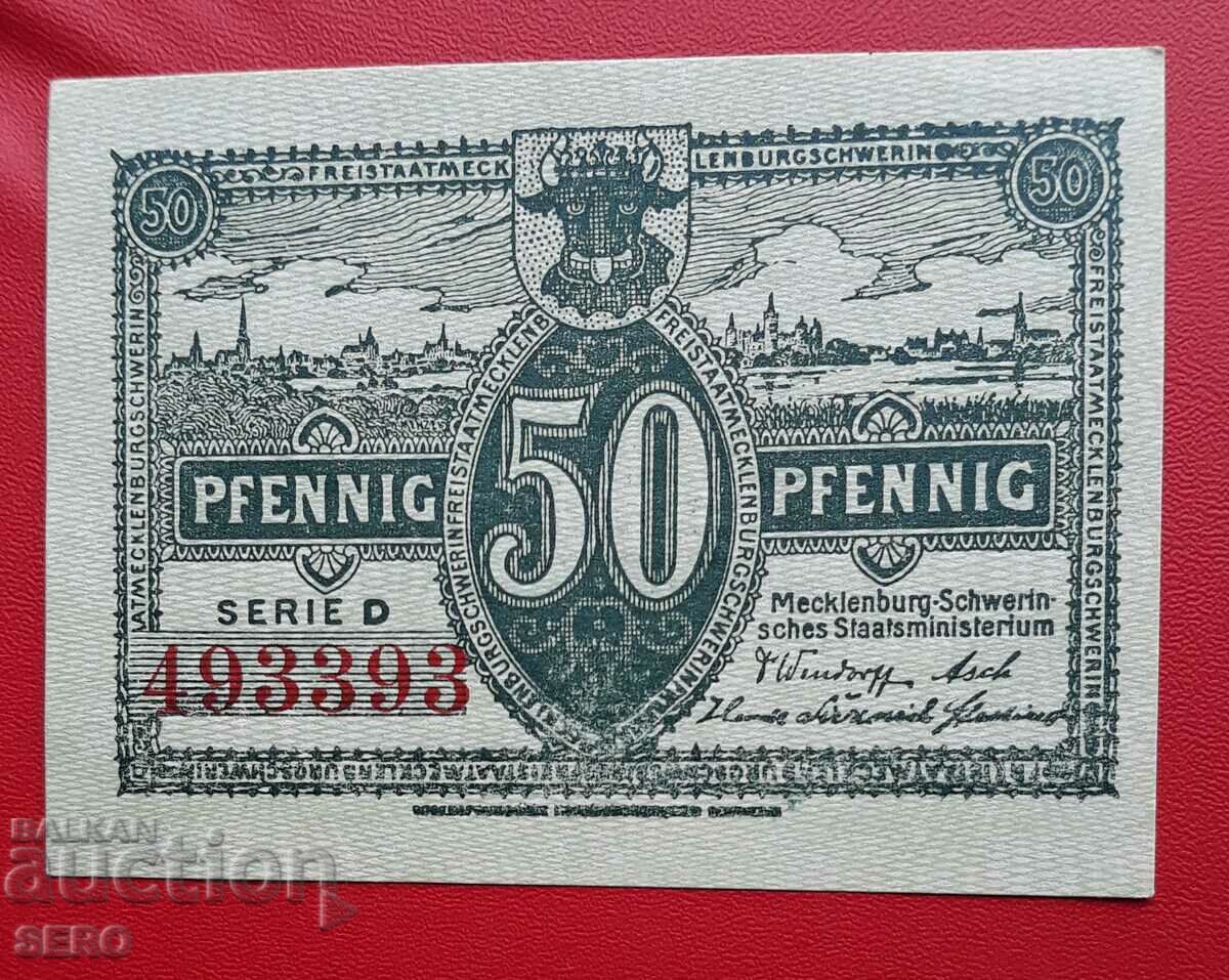 Τραπεζογραμμάτιο-Γερμανία-Μέκλενμπουργκ-Σβερίν-50 pfennig 1922