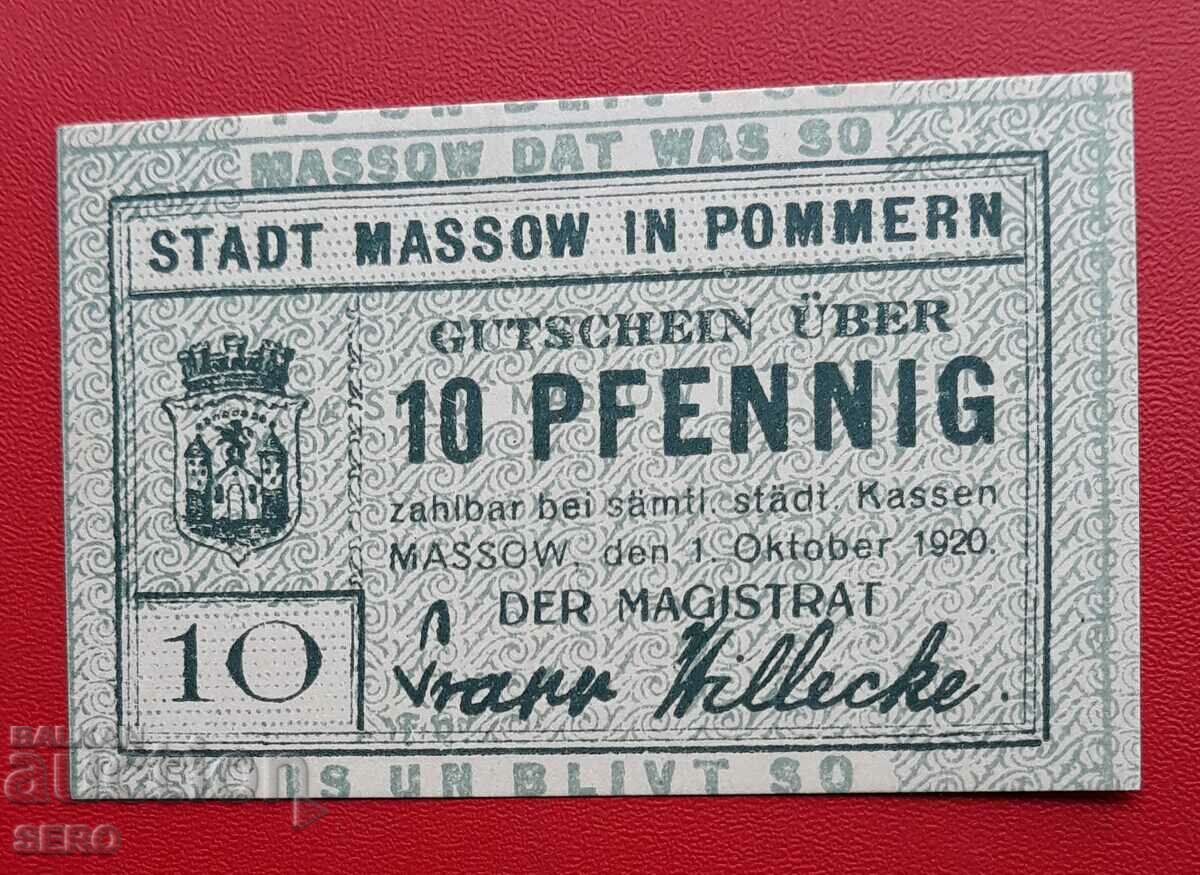 Банкнота-Германия-Мекленбург-Померания-Масов-10 пф. 1920