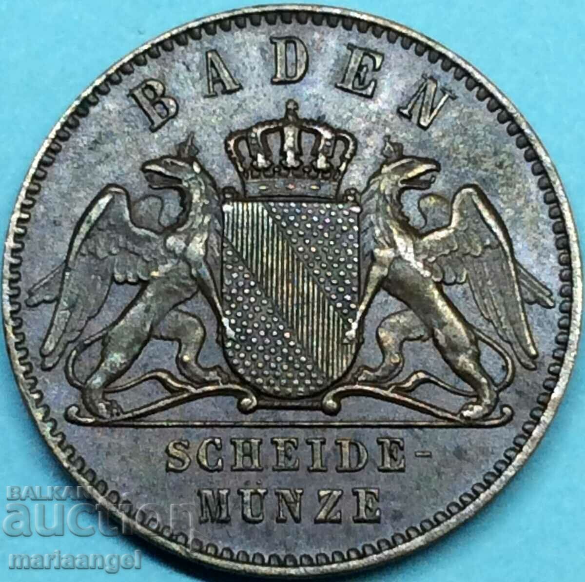 1 Kreuzer 1869 Germania Baden Friedrich 1856-1907 4,30