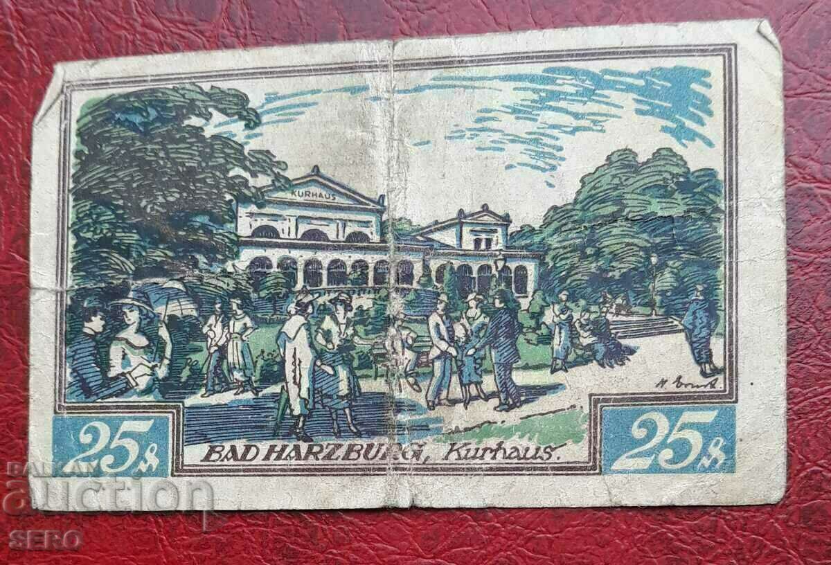 Банкнота-Германия-Брауншвайг-25 пфенига 1921