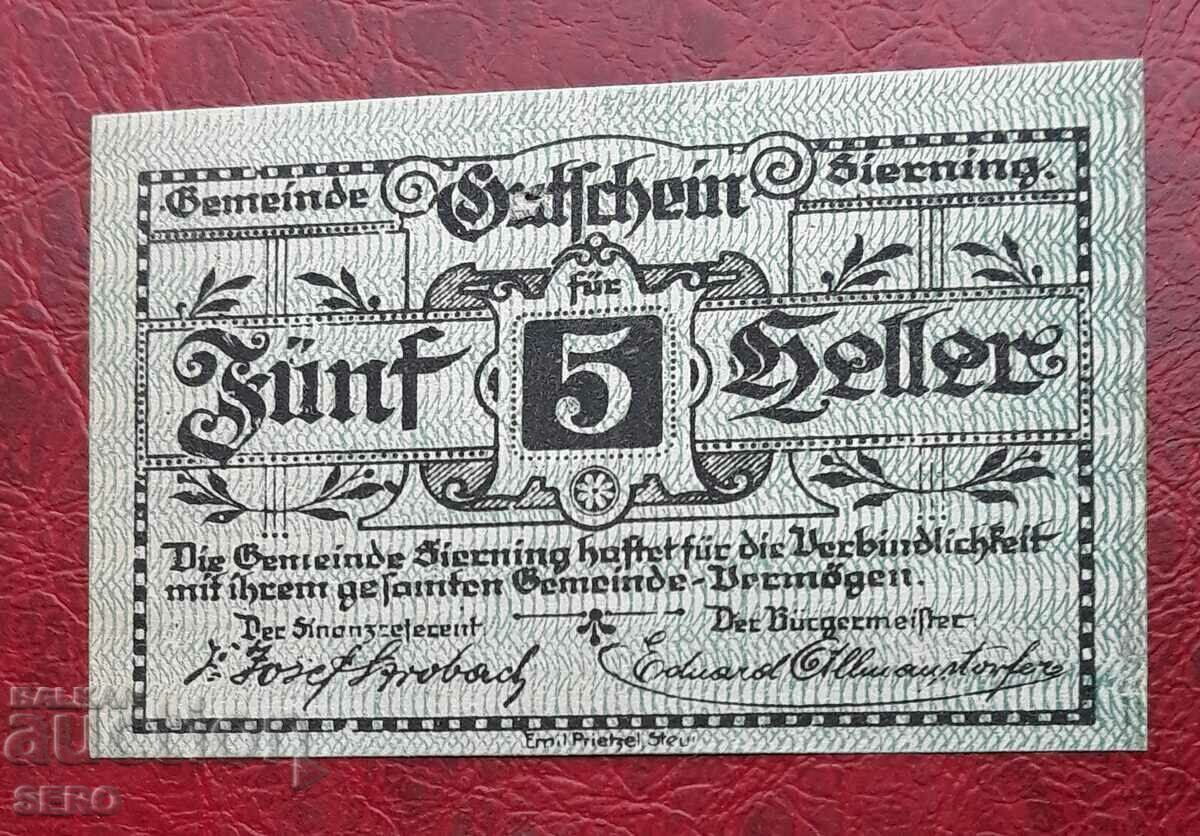 Bancnota-Austria-G.Austria-Sierning-5 Heller 1920