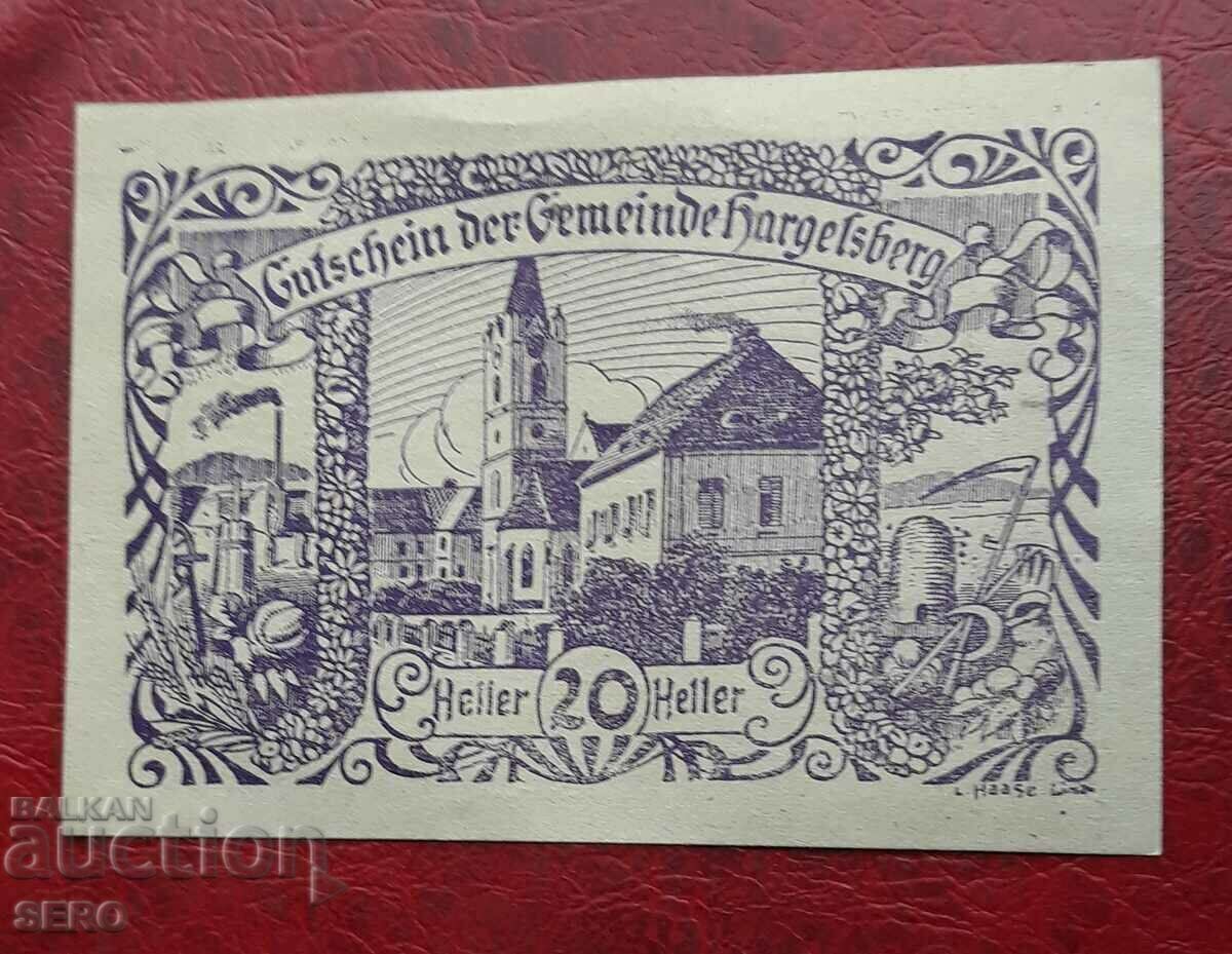Bancnota-Austria-G.Austria-Hargelsberg-20 Heller 1920