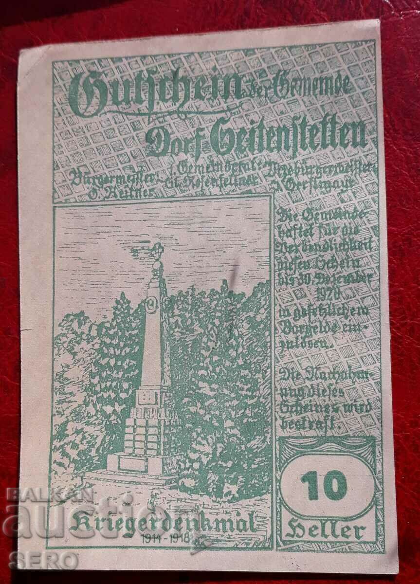 Bancnota-Austria-D.Austria-Seitenstätten-10 Heller 1920