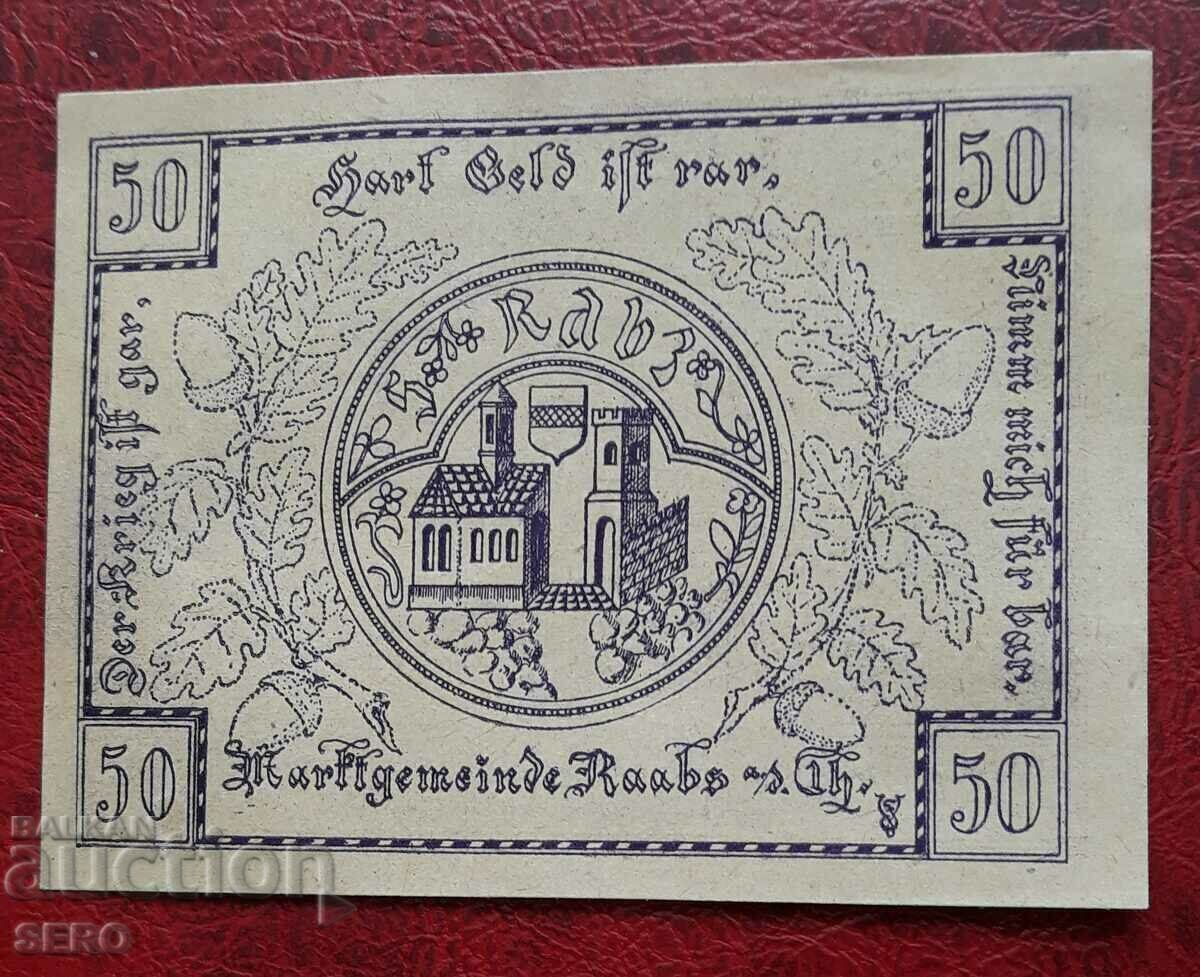 Банкнота-Австрия-Д.Австрия-Раабс ан дер Тая-50 хелера 1920