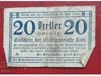 Банкнота-Австрия-Г.Австрия-Линц-20 хелера 1920