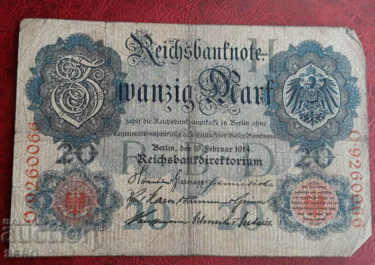 Τραπεζογραμμάτιο-Γερμανία-20 σήματα 1914