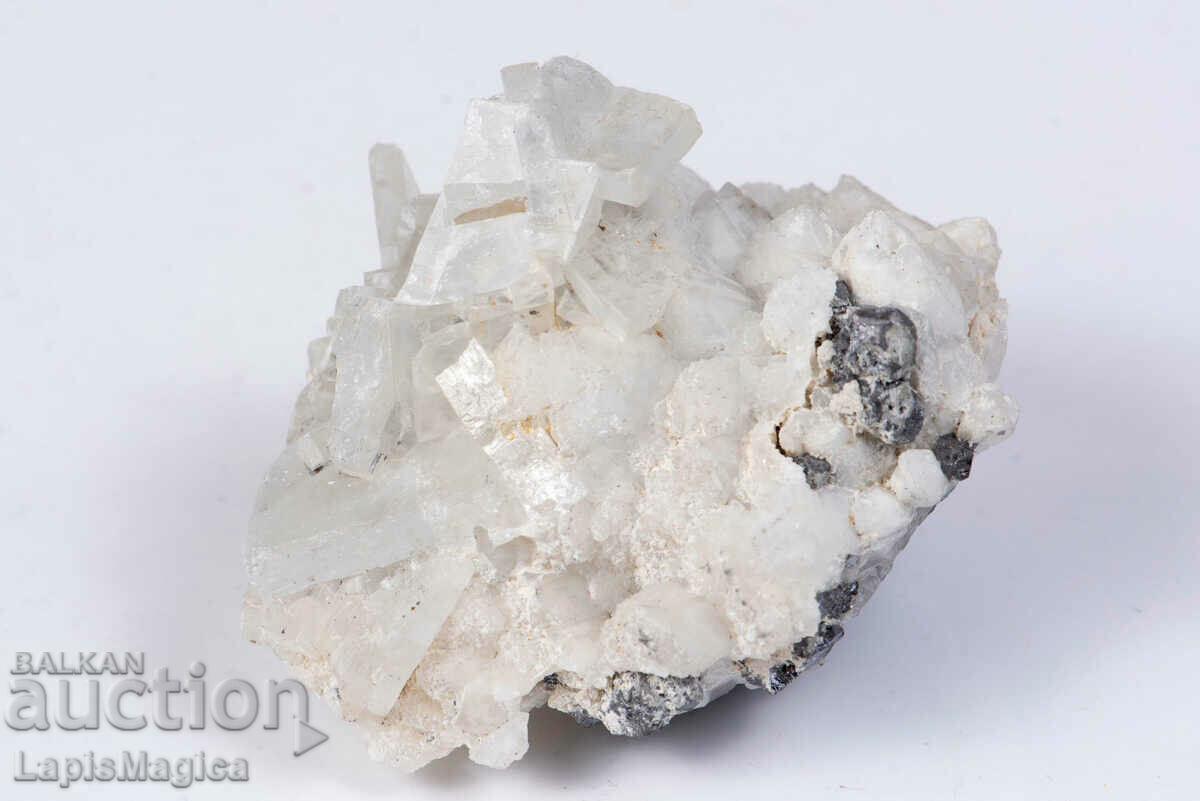 White barite on quartz with galena from Androvo mine 311g