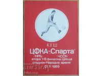 Program de fotbal CSKA - Sparta (Praga), KESH 1989