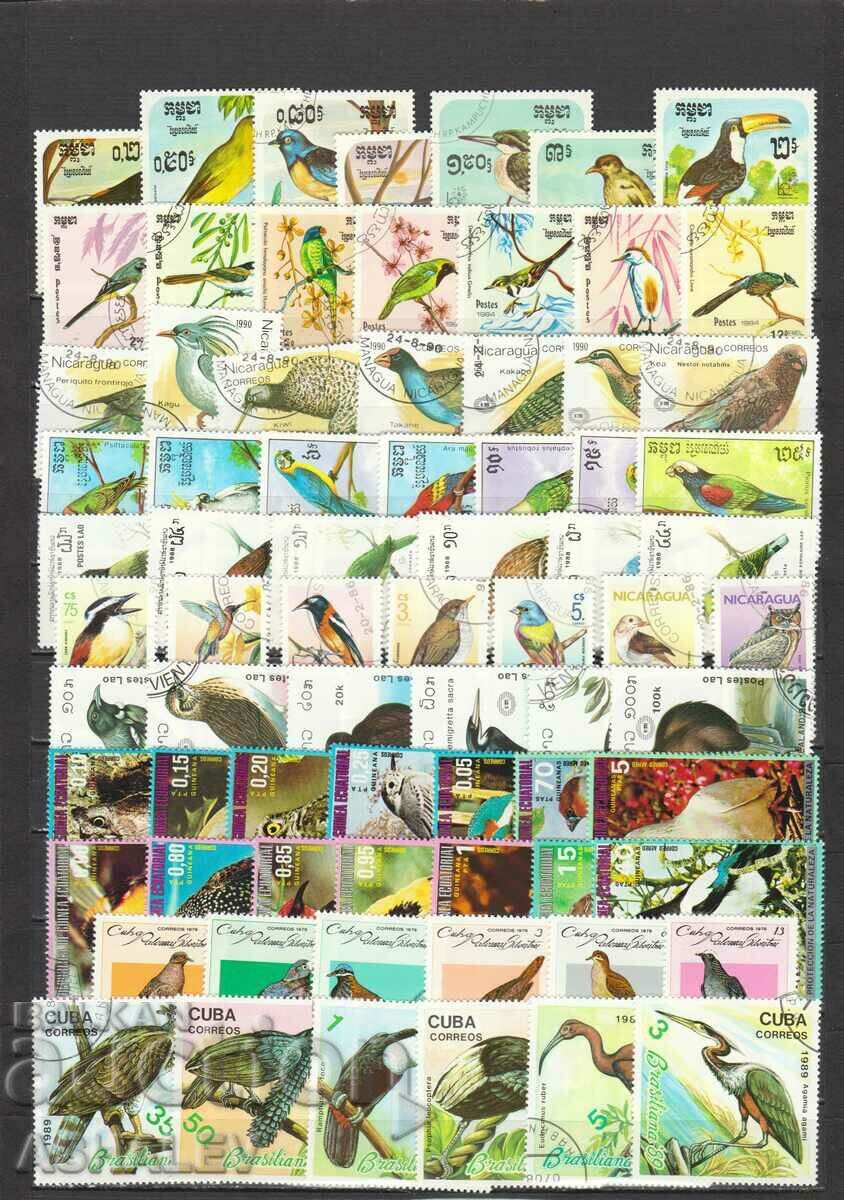Lot of Birds 11 pieces series + 8 blocks stamped / used (O)