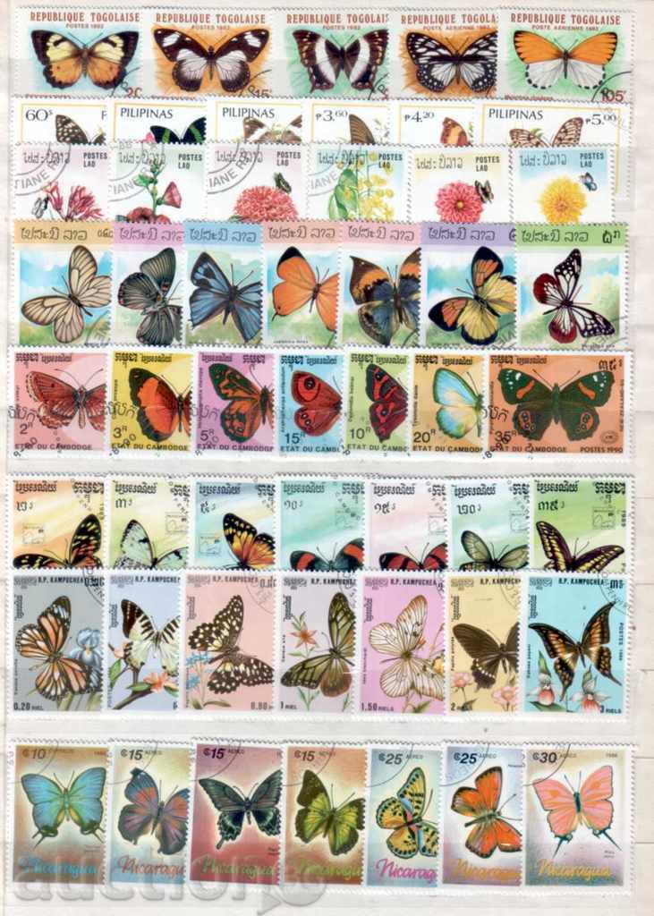 Lot Butterflies 9 com.series+ 4 blocks stamped/used (O)