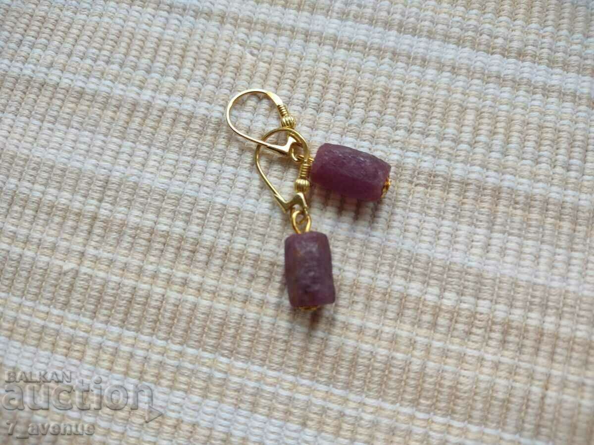 Σκουλαρίκια φυσικό ρουμπίνι και ασήμι με επιχρύσωση, 14.02.2024