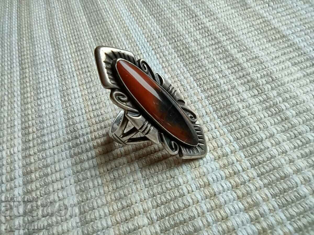 Стар сребърен ПРЪСТЕН с камък, 14.02.2024 - 5 Стар сребърен ПРЪСТЕН с камък, 14.02.2024 - 5