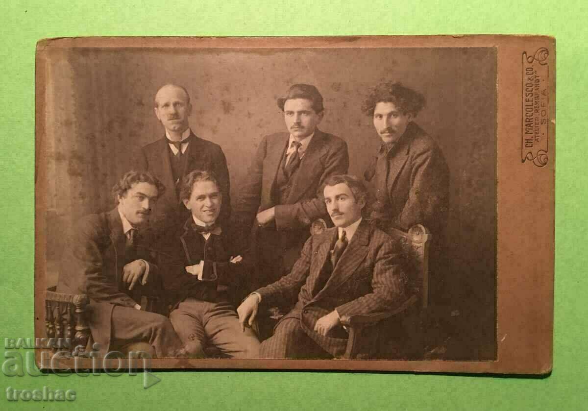 Стара Снимка на Група от Мъже 1912г. картон