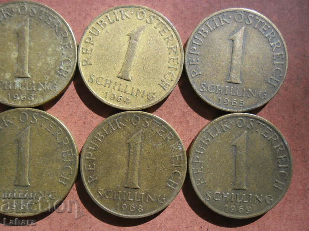 Auction Lot of 1 Shilling 1960 to 1969 Austria Auction Lot of 1 Shilling 1960 to 1969 Austria