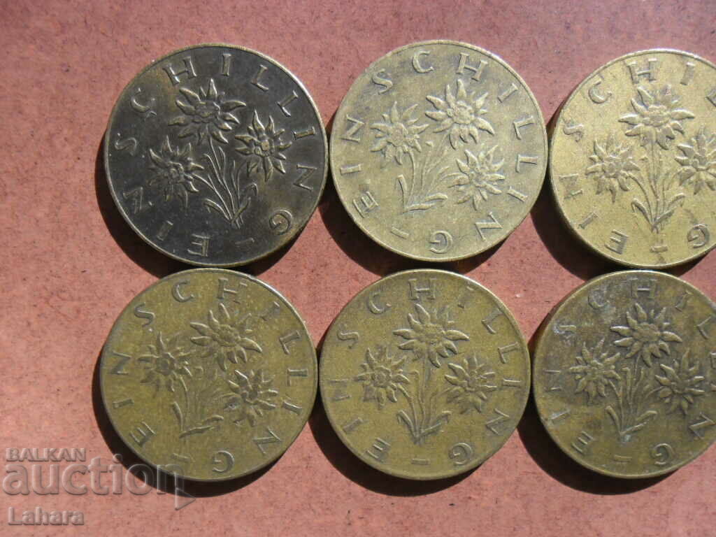 Lot of 1 Shilling 1960 to 1969 Austria - 5 Lot of 1 Shilling 1960 to 1969 Austria - 5