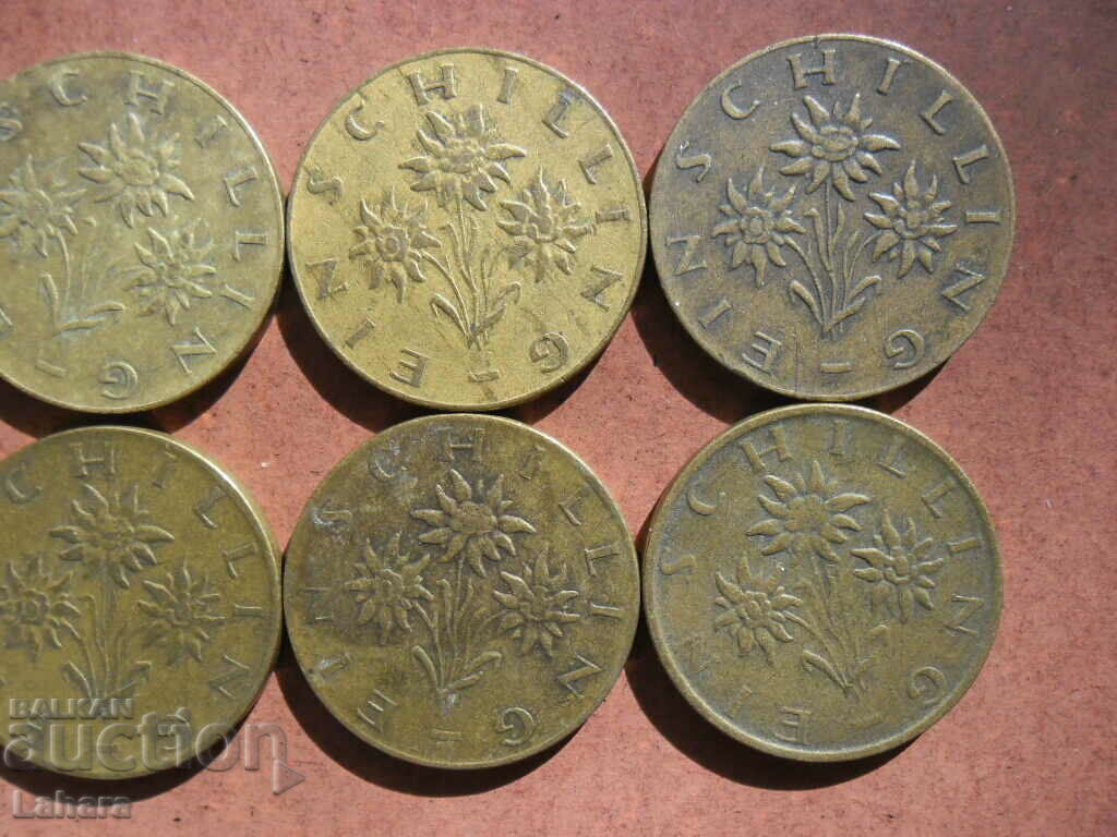 Lot of 1 Shilling 1960 to 1969 Austria - 6 Lot of 1 Shilling 1960 to 1969 Austria - 6
