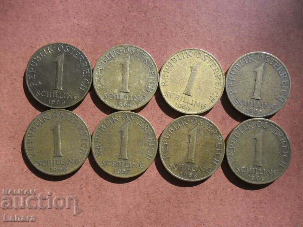 Lot of 1 Shilling 1960 to 1969 Austria Lot of 1 Shilling 1960 to 1969 Austria