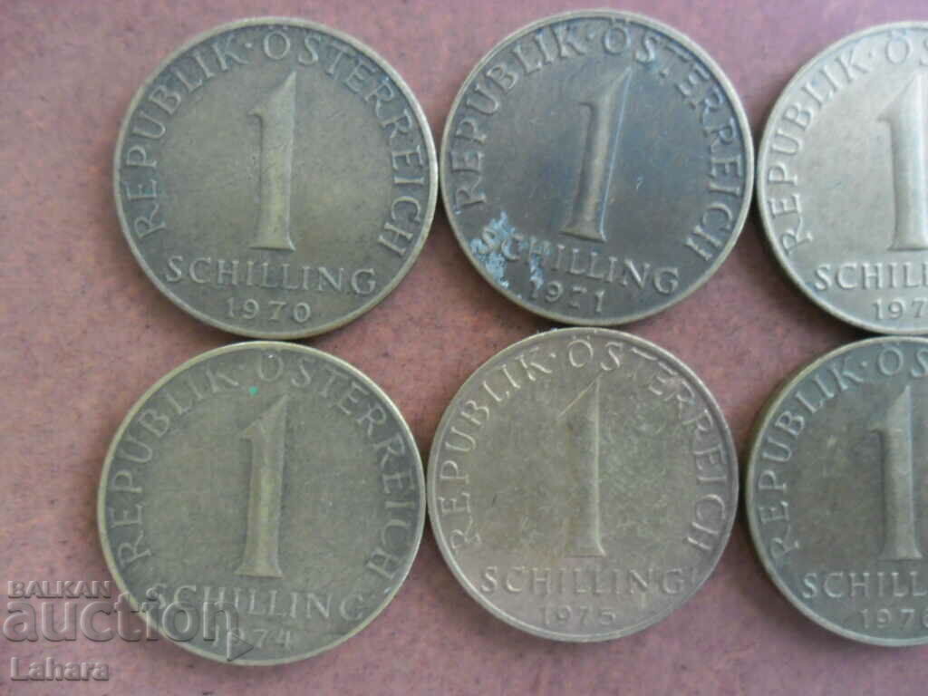 Лот от 1 шилинг 1970 до 1977 г. Австрия с цена 3.00 лв. | € 1.53 Лот от 1 шилинг 1970 до 1977 г. Австрия с цена 3.00 лв. | € 1.53