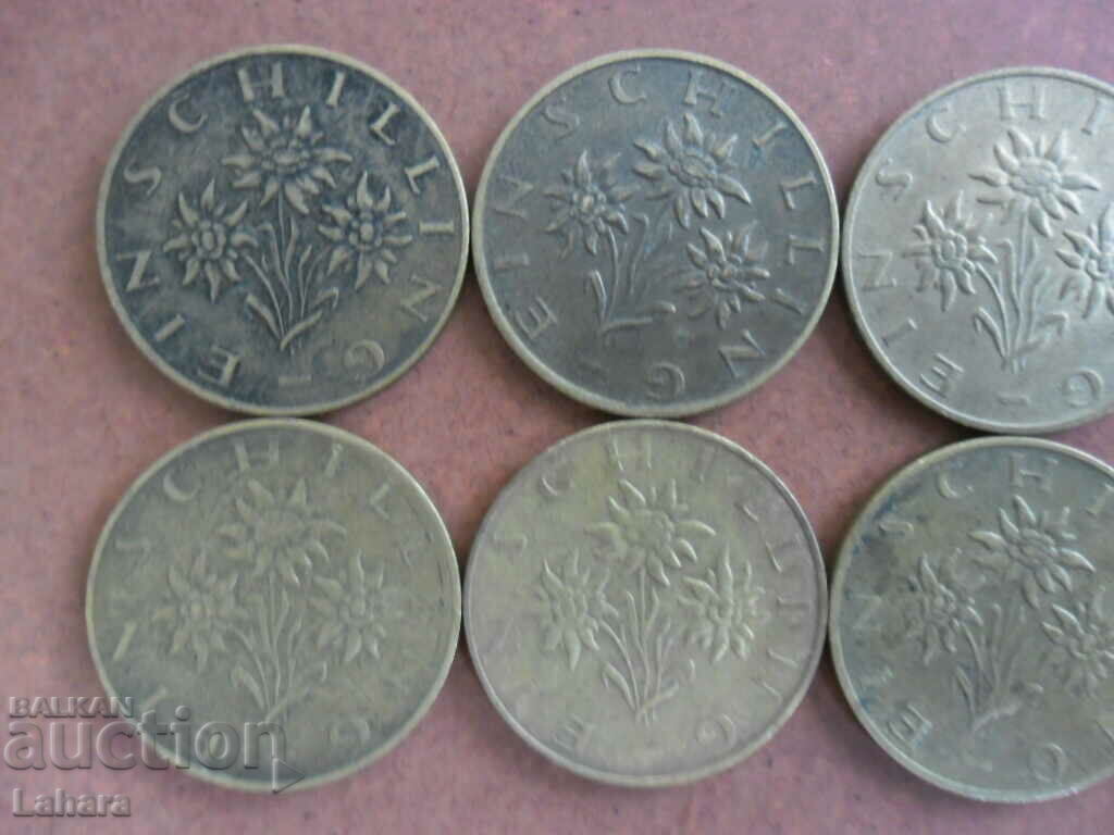 Лот от 1 шилинг 1970 до 1977 г. Австрия - 5 Лот от 1 шилинг 1970 до 1977 г. Австрия - 5