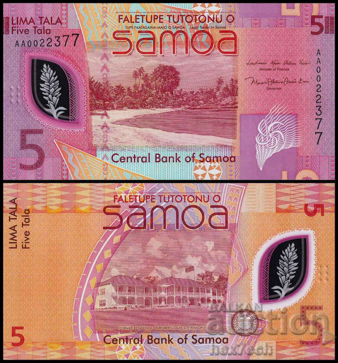 ❤️ ⭐ Samoa 2023 5 tala πολυμερές UNC νέο ⭐ ❤️