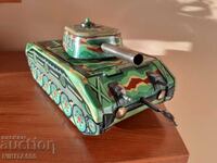 Σπάνιο παλιό μηχανικό τσίγκινο παιχνίδι - Tank/Panzer