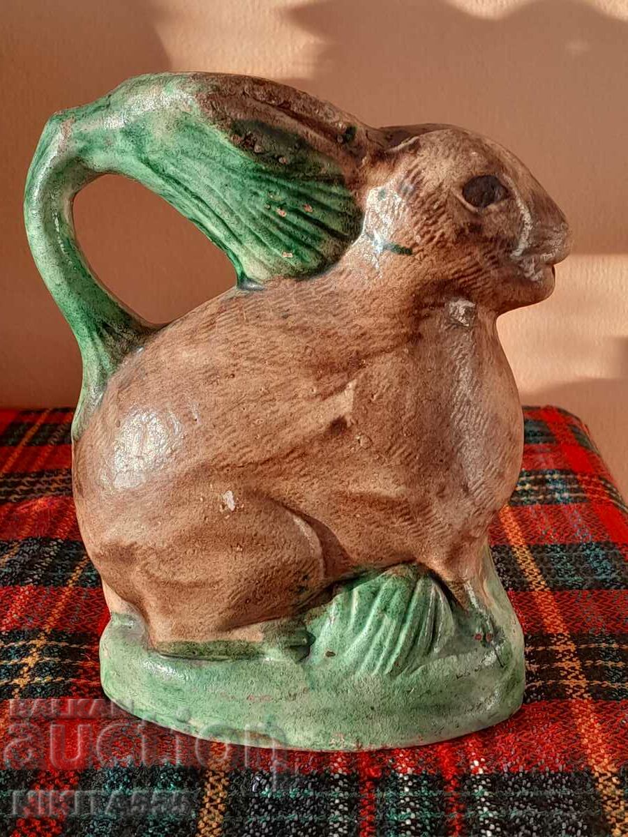 Old small ceramic ritual jug - Rabbit