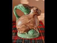Old small ceramic ritual jug - Rabbit