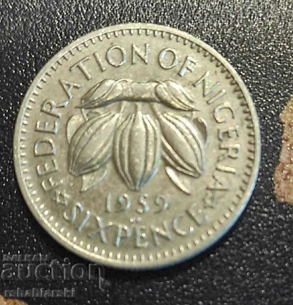 Nigeria 6 pence, 1959 › Queen Elizabeth II (1958-1973)