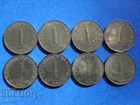 Lot of 1 Shilling 1990 to 1997 Austria consecutive