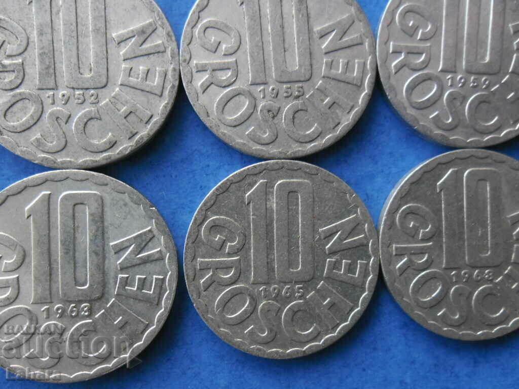 Lot of 10 groshis 1952 to 1968. Austria with price 1.50 BGN | € 0.77 Lot of 10 groshis 1952 to 1968. Austria with price 1.50 BGN | € 0.77