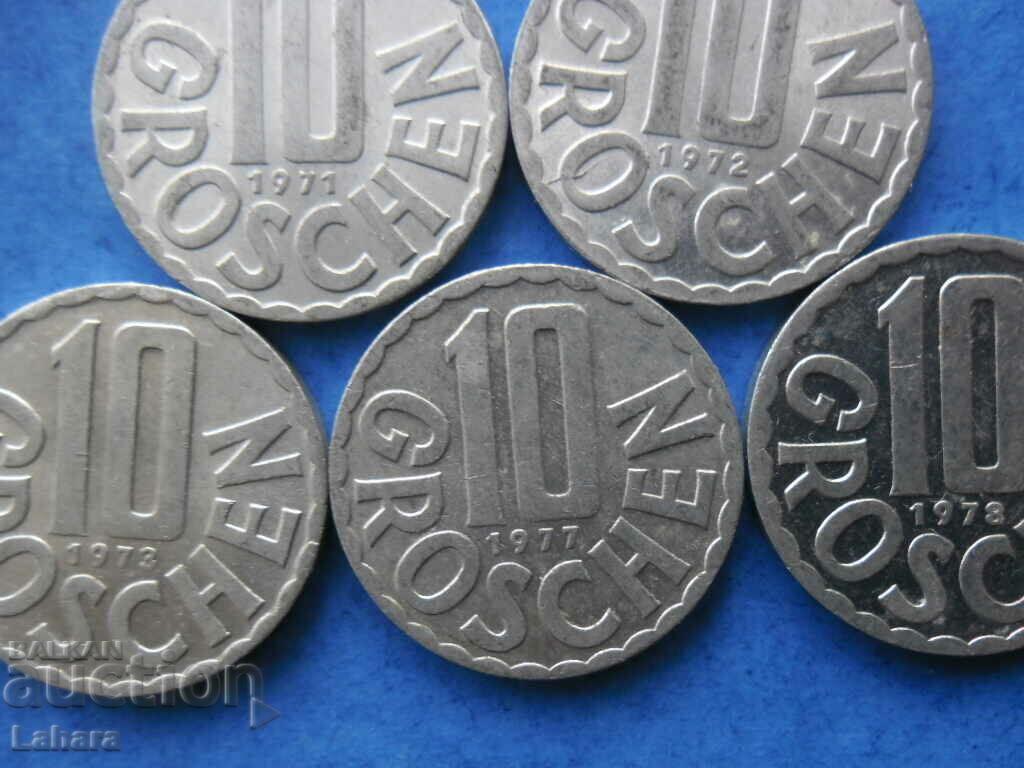 Lot of 10 groshis 1971 to 1978. Austria with price 1.50 BGN | € 0.77 Lot of 10 groshis 1971 to 1978. Austria with price 1.50 BGN | € 0.77