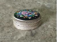 Old Russian box/brooch Finift Enamel Porcelain Filigree