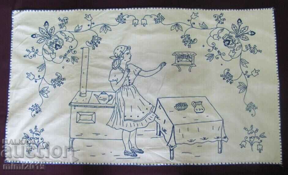 50's Hand Embroidery Tapestry for Wall