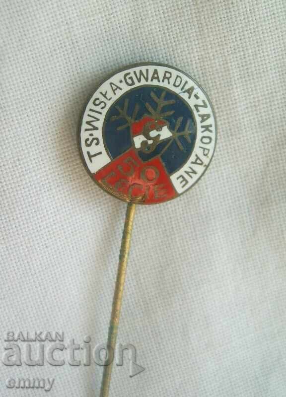 Football pin - 50 years TS Wisla Gwardia Zakopane, Poland