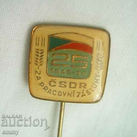 Auction Badge "For labor merits", Czechoslovakia, Czech Republic - 2 pieces Auction Badge "For labor merits", Czechoslovakia, Czech Republic - 2 pieces
