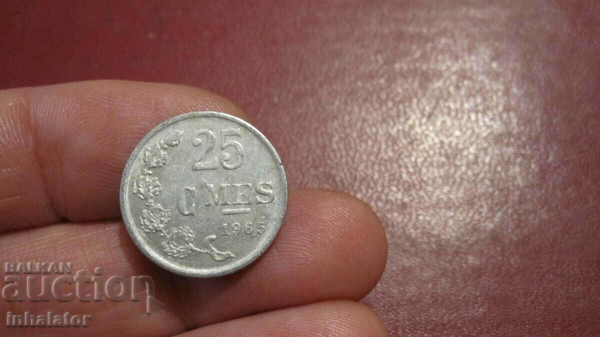 1965 год 25 сантима Люксембург - Алуминий
