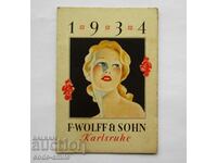 Παλαιό γερμανικό διαφημιστικό φυλλάδιο και ημερολόγιο 1934